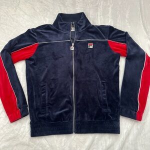 Limited Fila Velour Track Jacket Navy/Red - S